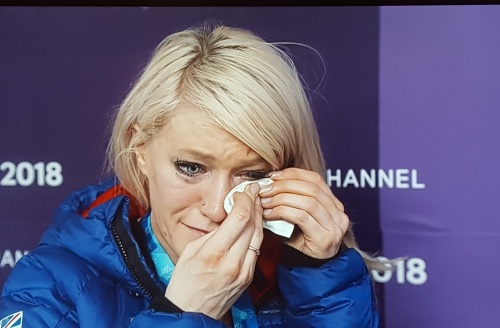 Heartbreak for Elise Christie Elise Christie after the 500m Olympic final