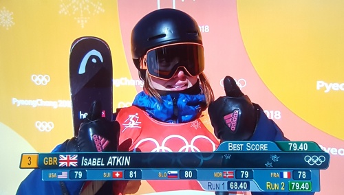Izzy Atkin goes into 3rd on her final run Izzy Atkin