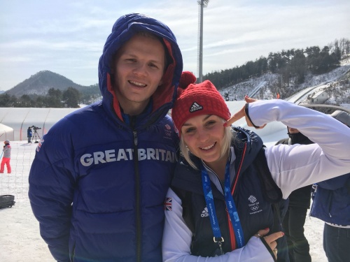 Jamie Nicholls with teammate Aimee Fuller Jamie Nicholls & Aimee Fuller