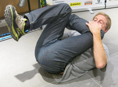 Warren showing the deep glute stretch Warren stretching