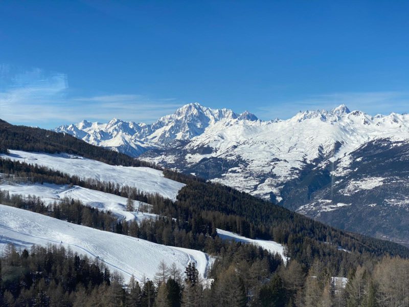 View of Monte Bianco (Mont Blanc) from Pila, Italy
